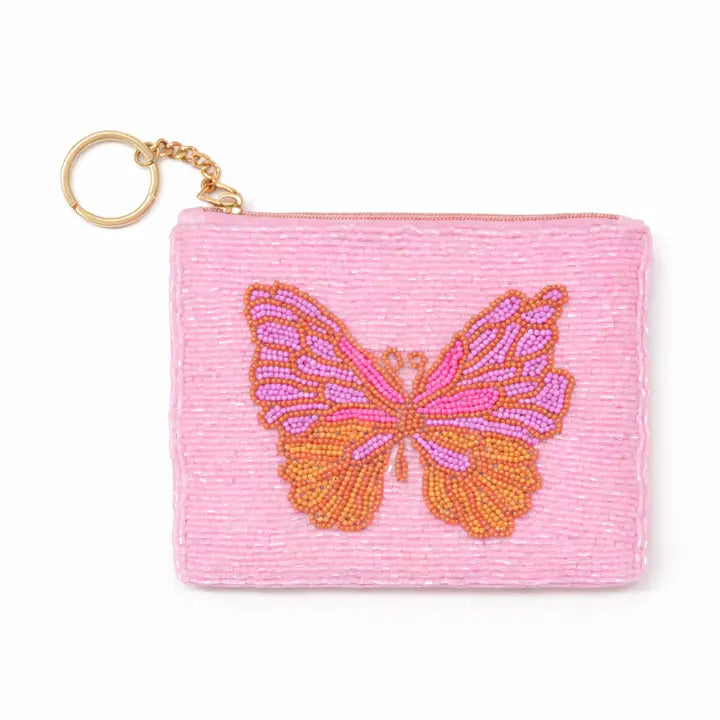 Butterfly Beaded Zip Pouch