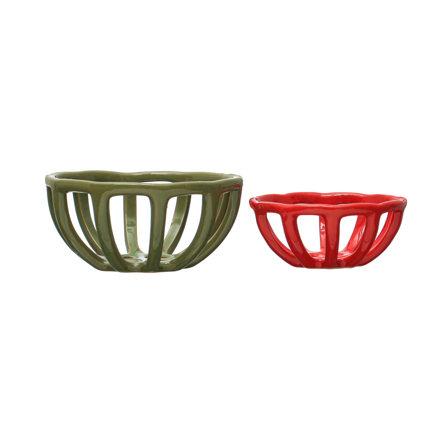 Green & Red Ceramic Baskets