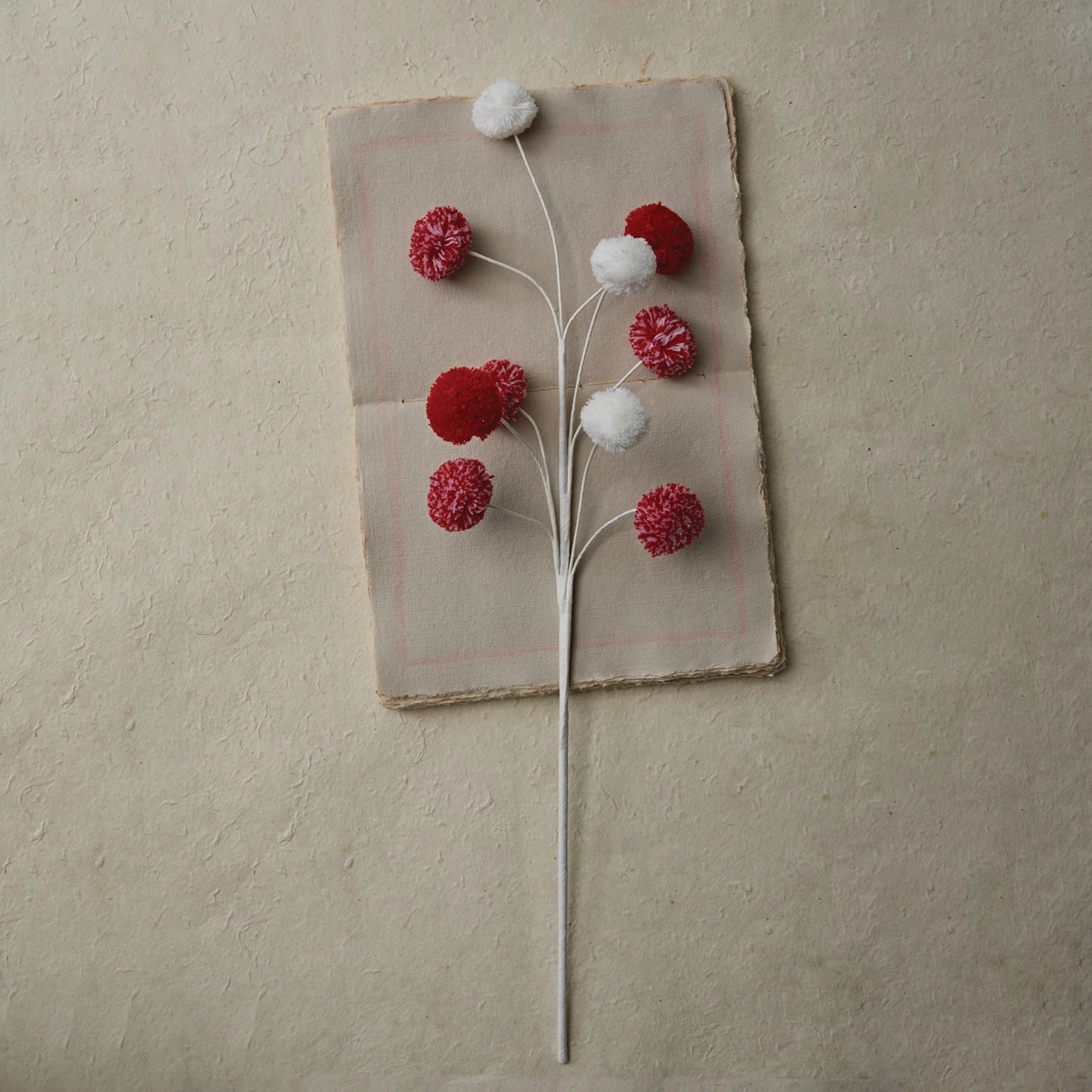 Red & White Pom Pom Stem