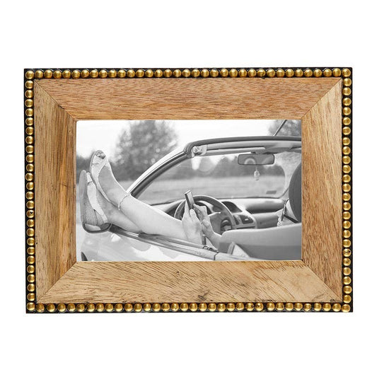 Wood Beaded Photo Frame