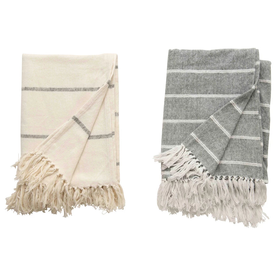 Striped Throws with Fringe (2 Colors)