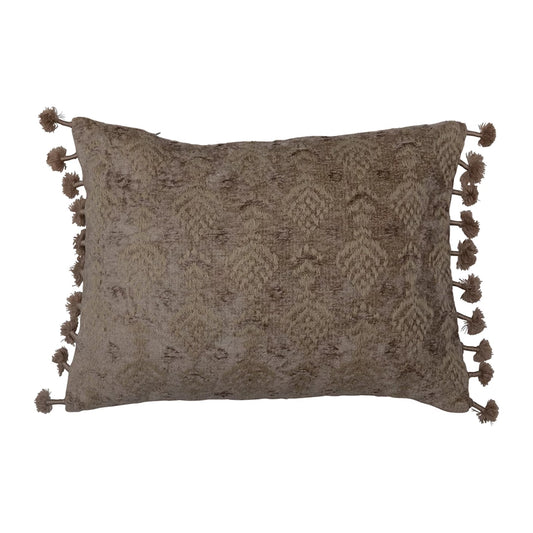 Woven Lumbar Pillow with Tassels