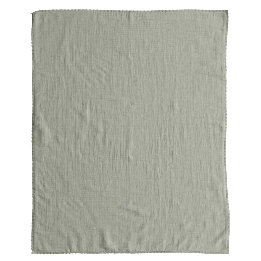 Green Cotton Baby Blanket With Trim