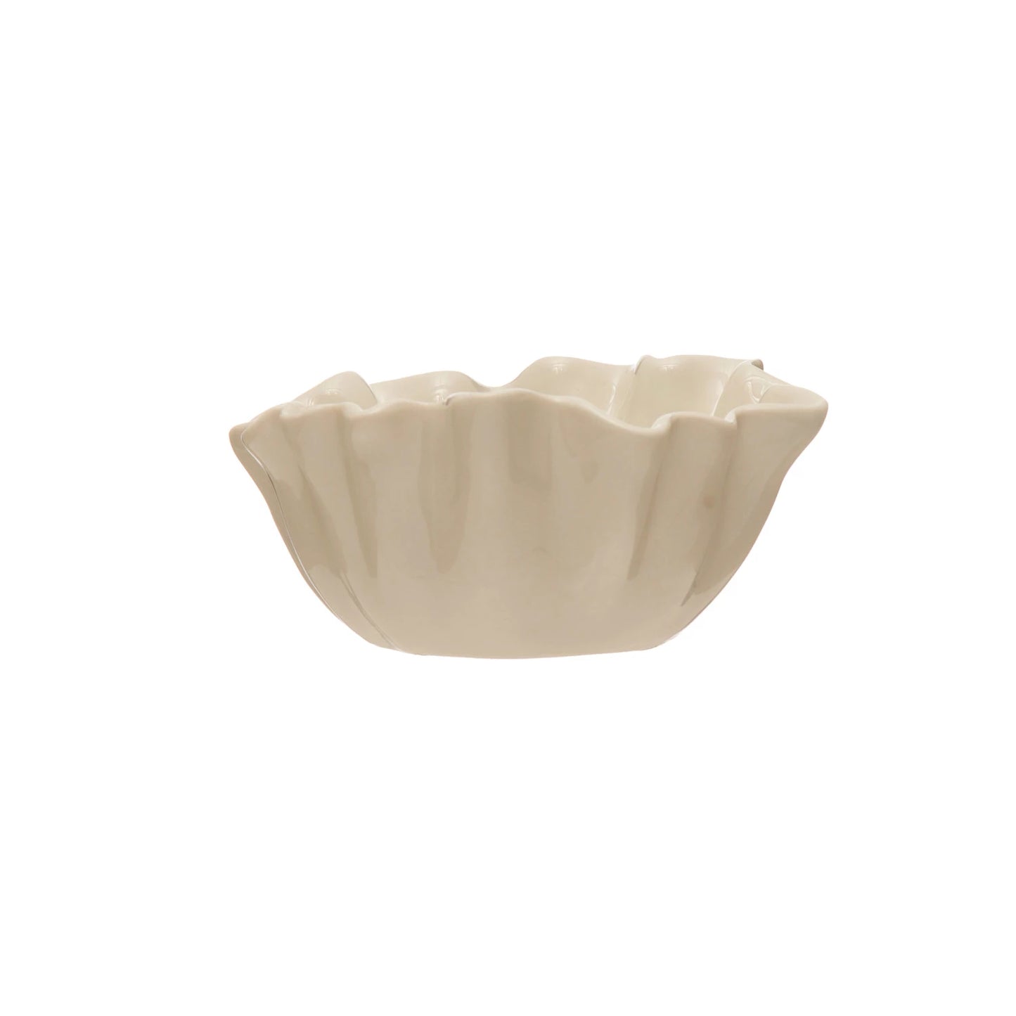 White Stoneware Fluted Bowls