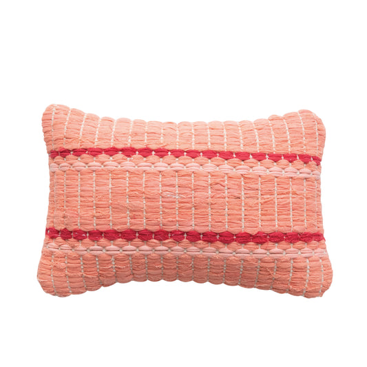 Pink and Red Woven Lumbar Pillow