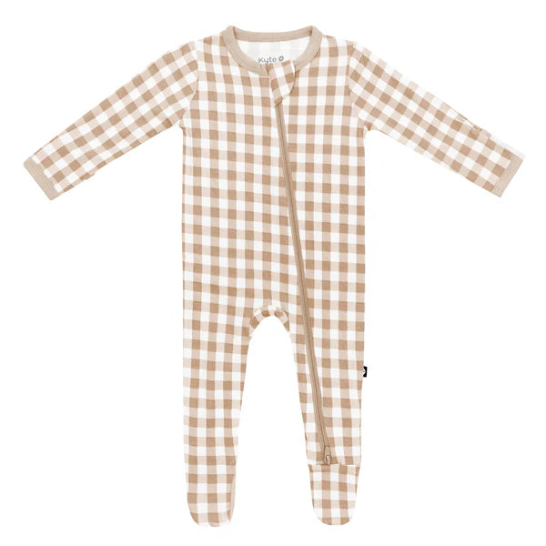 Kyte Baby GINGHAM BISQUE Zippered Footie