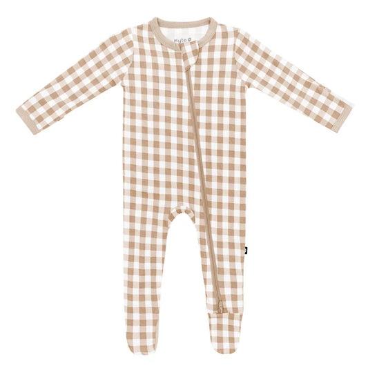 Kyte Baby GINGHAM BISQUE Zippered Footie
