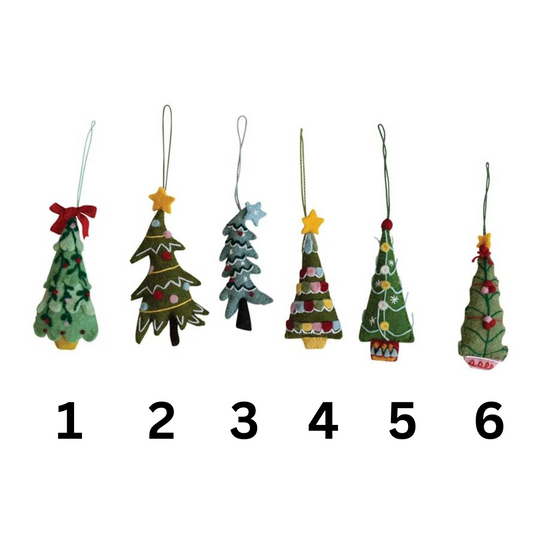 Handmade Wool Tree Ornament Collection