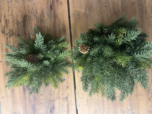 Spruce Half Ball with Pinecones