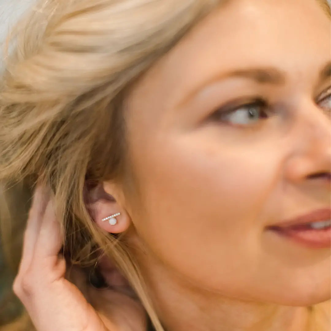 Opal Bar Stud Earring