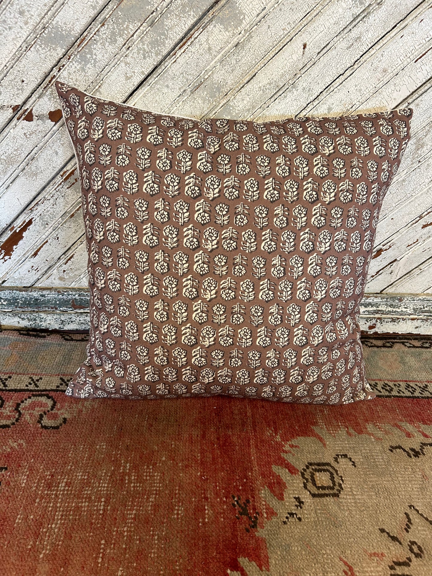 Brown Block Print Pillow