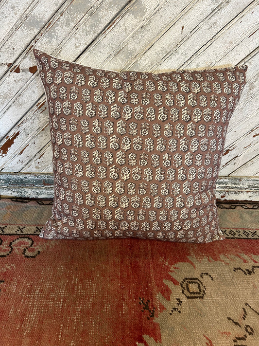Brown Block Print Pillow