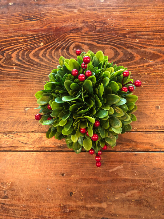 Boxwood Half Ball With Red Berry