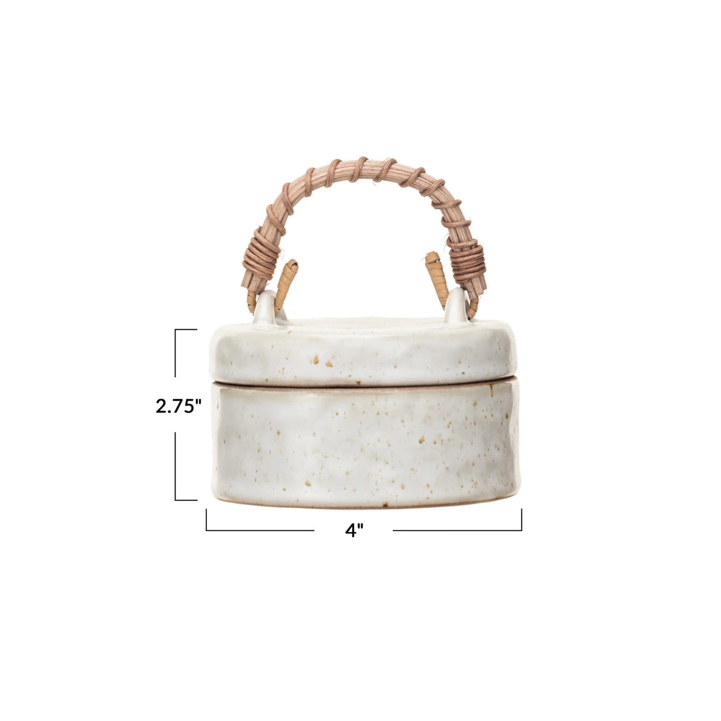 Stoneware Jar W/Rattan Handle