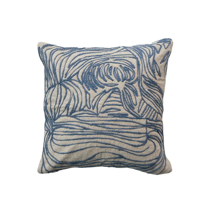 Blue Embroidered Pillow