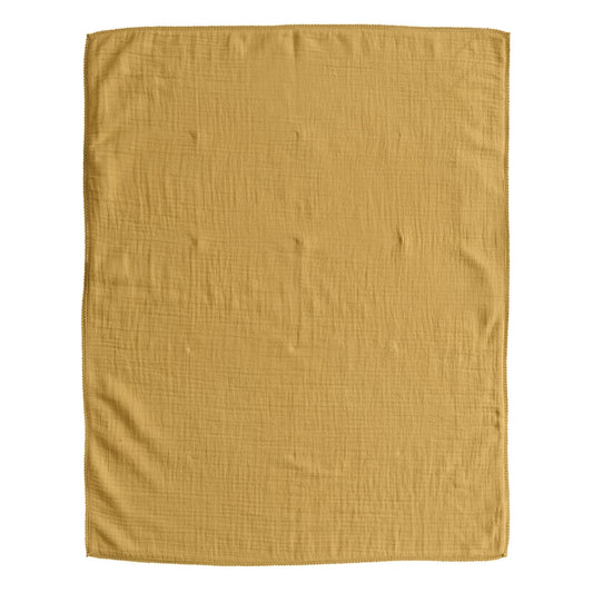 Yellow Cotton Baby Blanket With Trim