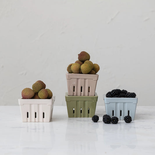 Textured Stoneware Berry Baskets - gloss