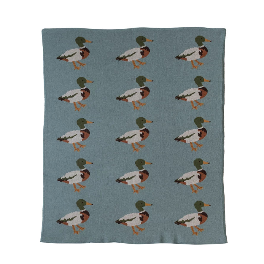 Cotton Knit Blanket with Ducks