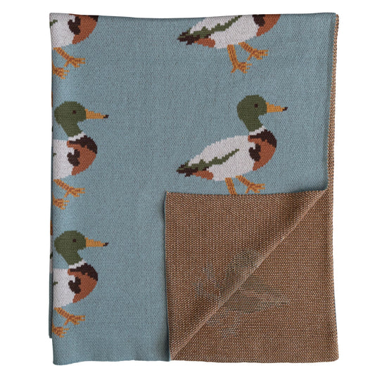 Cotton Knit Blanket with Ducks