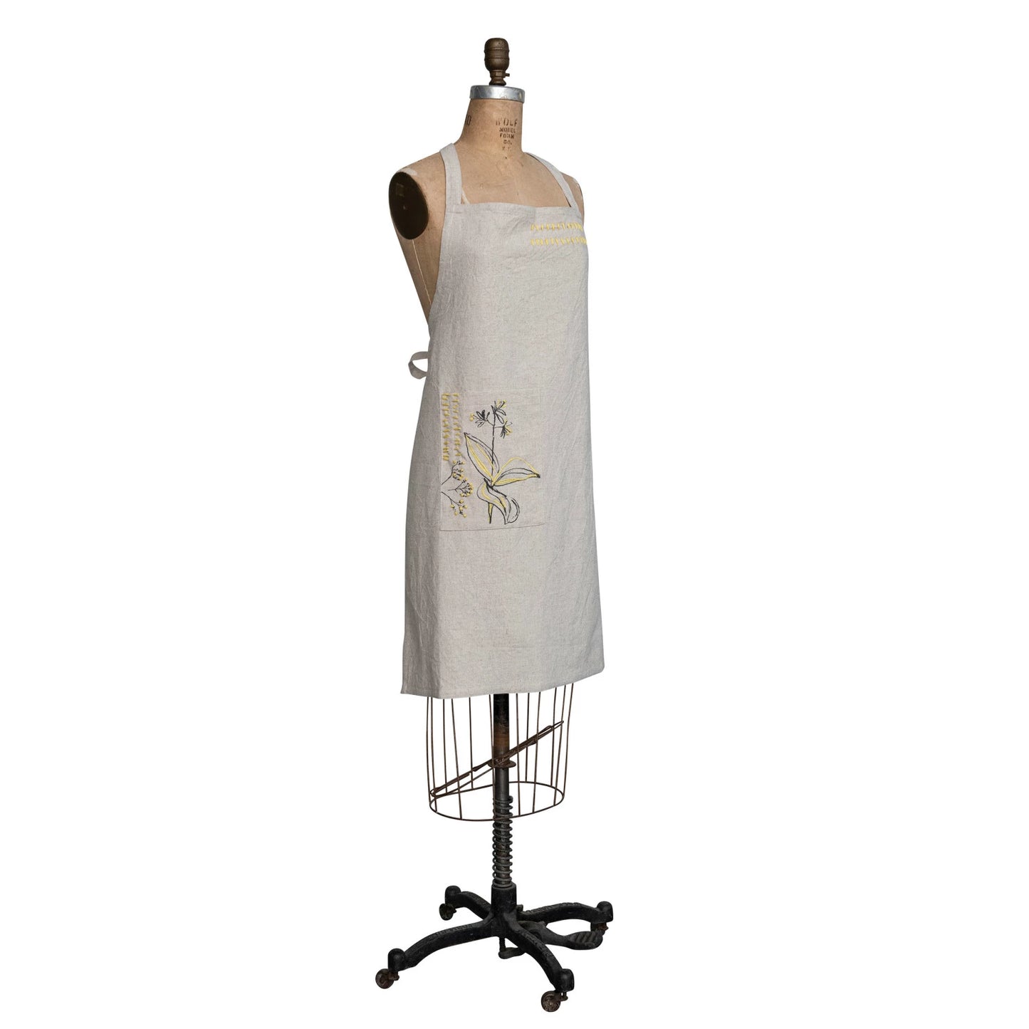 Yellow Flower Embroidery Apron