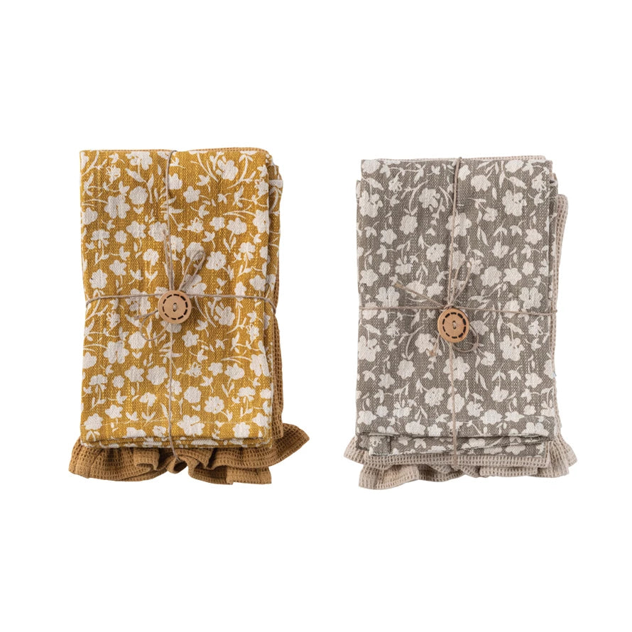 Floral Ruffle Tea Towel Set