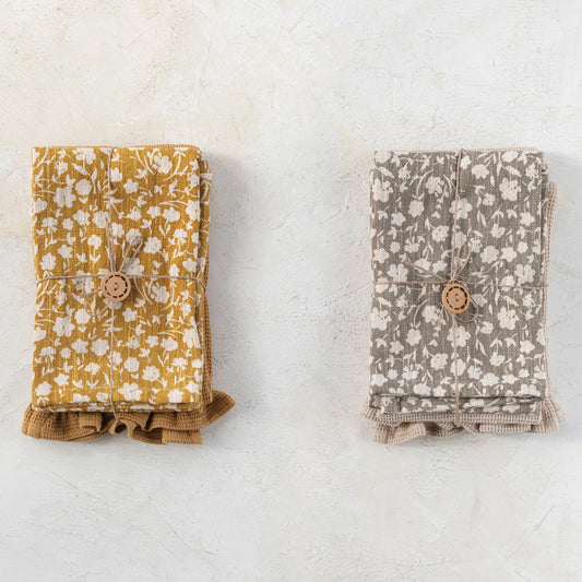 Floral Ruffle Tea Towel Set