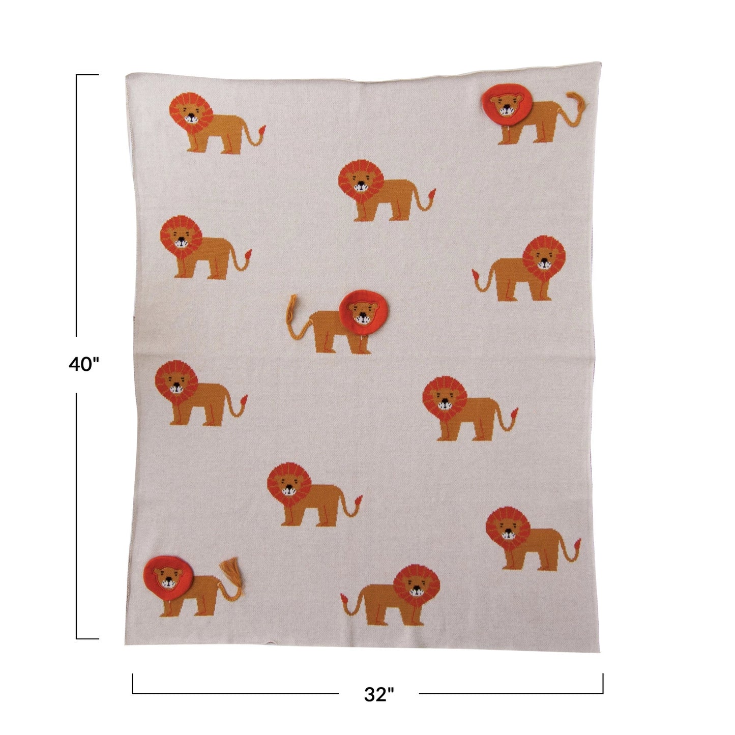 Cotton Knit Blanket with Lions