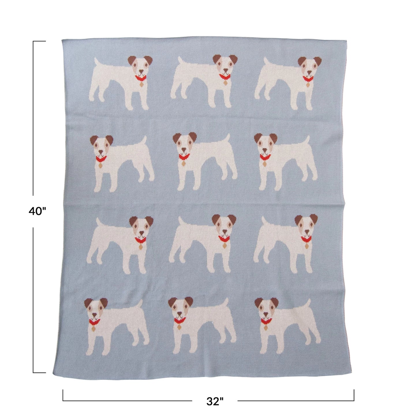 Cotton Knit Blanket with Dogs