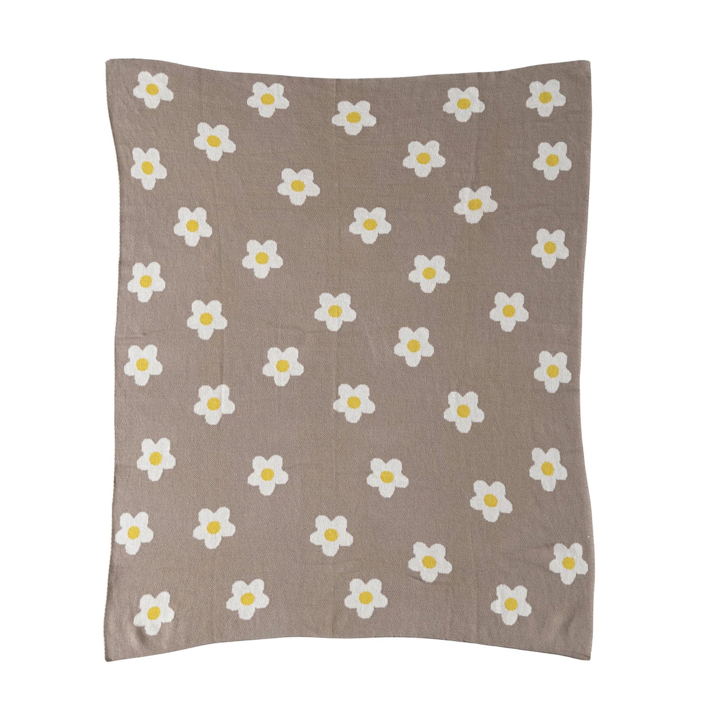 Tan Blanket With White Flowers