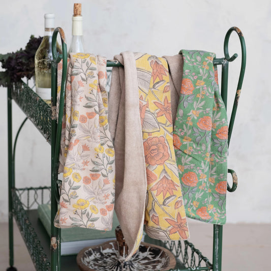 Floral Pattern Distressed Tea Towel