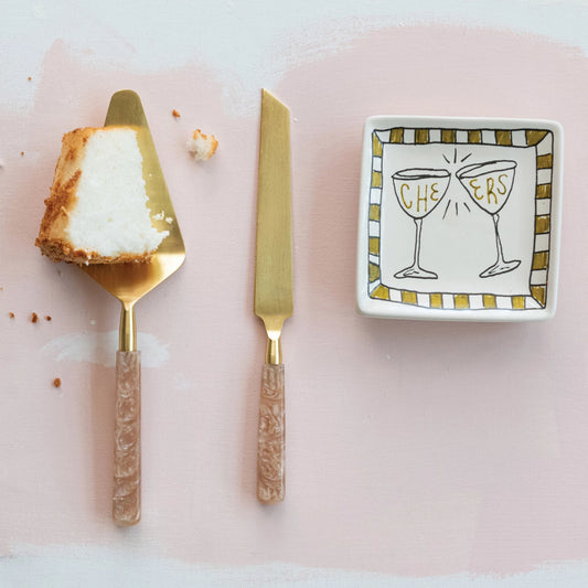 Blush Marble Cake Serving Set