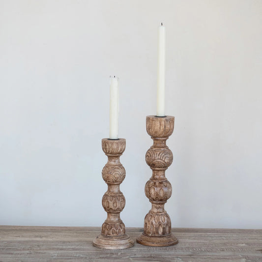 Carved Wood Taper Holder