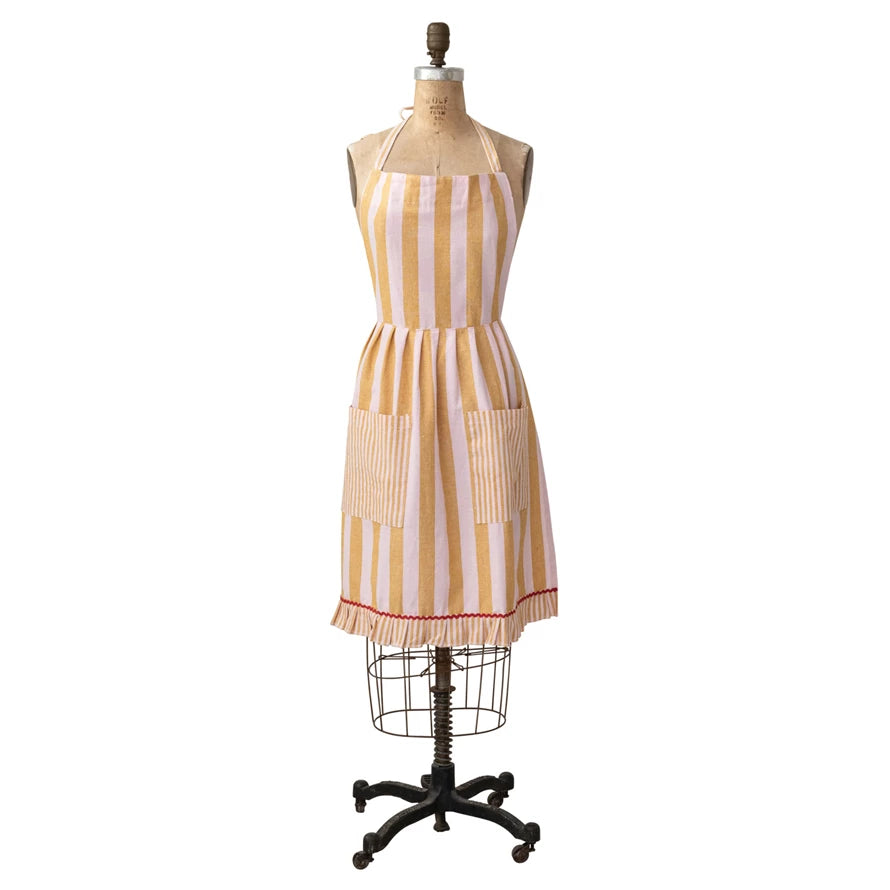 Stripe Apron with Ric Rac Ruffle