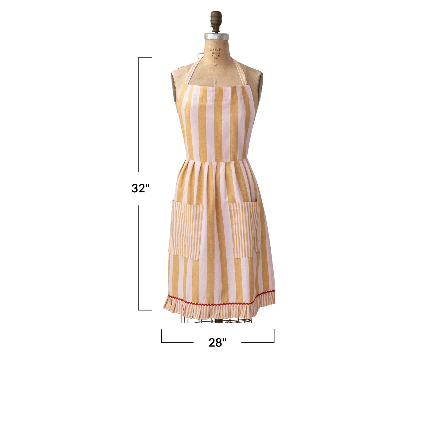 Stripe Apron with Ric Rac Ruffle