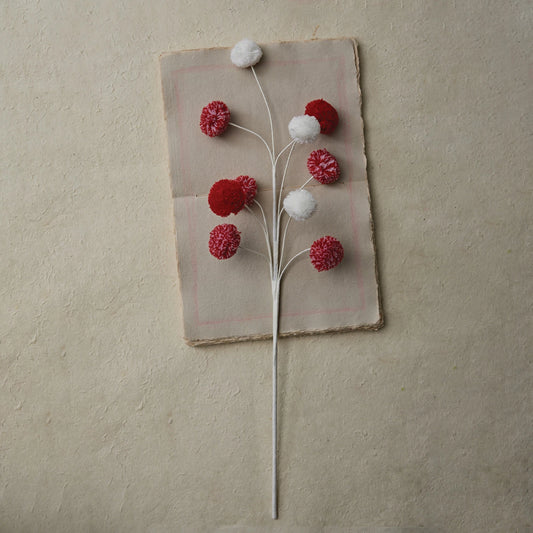 Red & White Pom Pom Stem