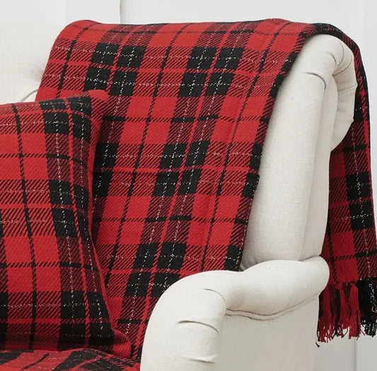 Red and Black Plaid Throw