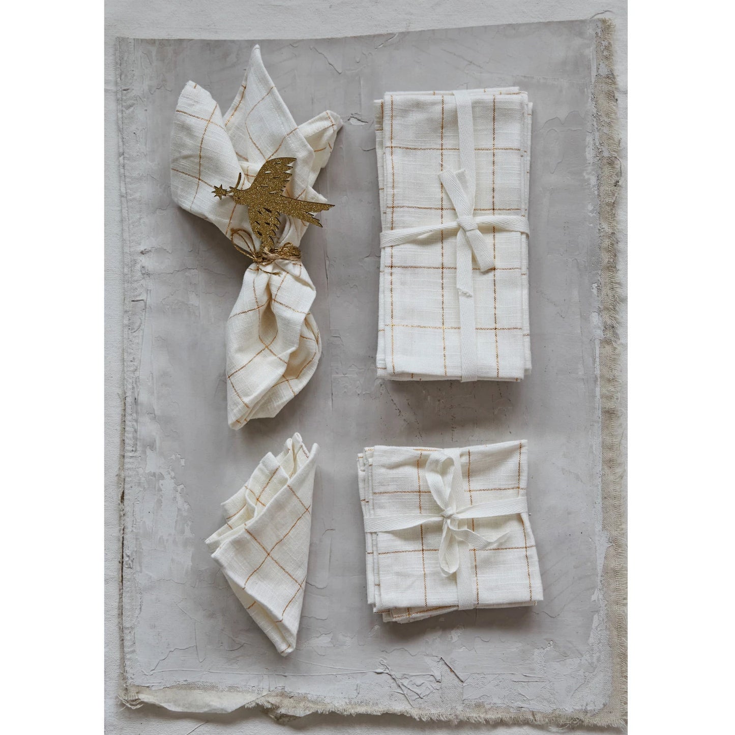 Gold and Cream Cotton Napkins