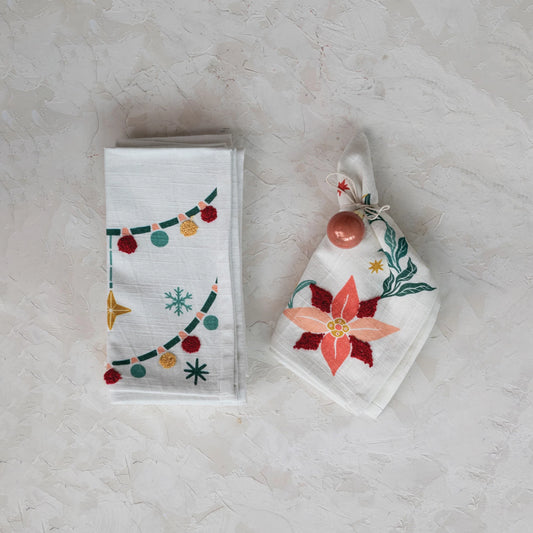 Embroidery Printed Christmas Napkins