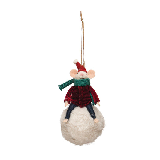 Mouse on Snowball Ornament