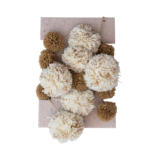 Pom Pom Garland Gold Tan Off White