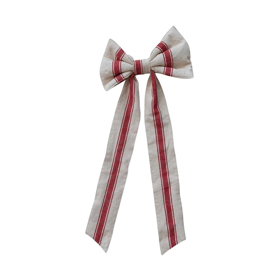 Red Stripe Cotton Bow