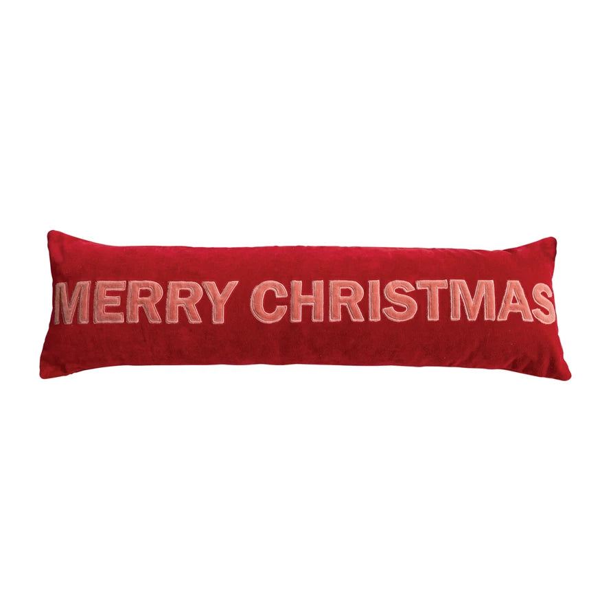 Red Velvet Merry Christmas Lumbar Pillow