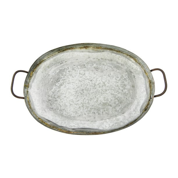 Galvanized Metal Tray with Handles