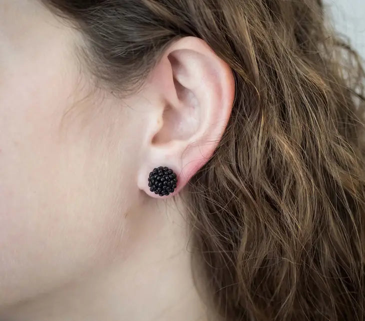 Black Globe Post Earring