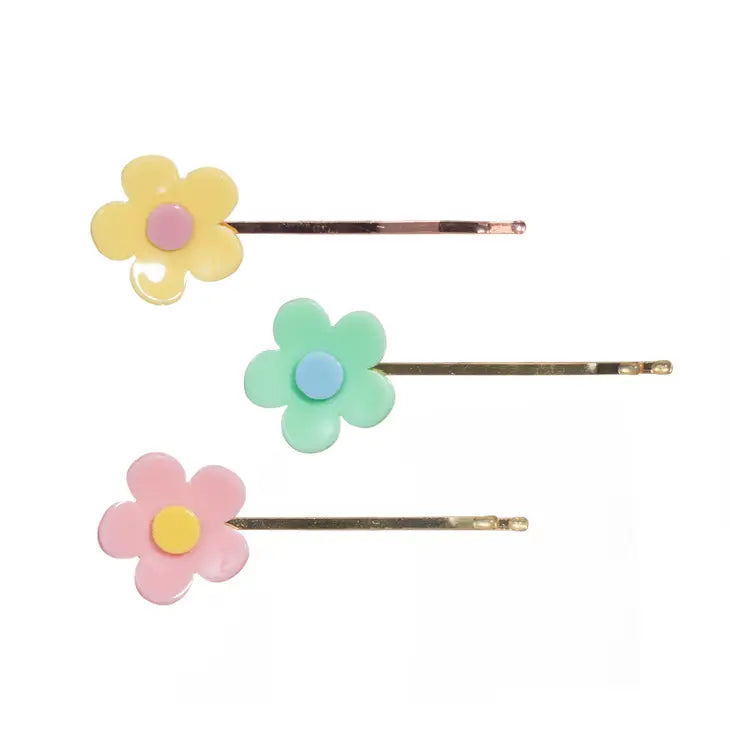 Pastel Flower Bobby Pins Set of 3