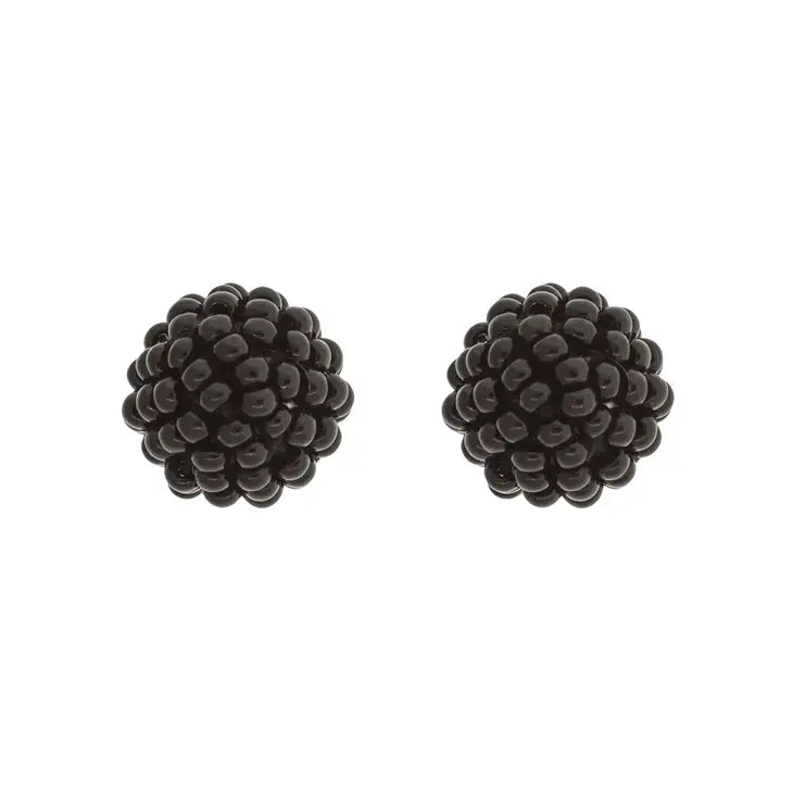 Black Globe Post Earring