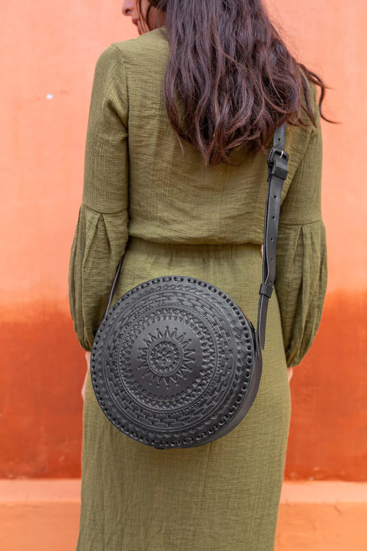 Embossed Circle Crossbody