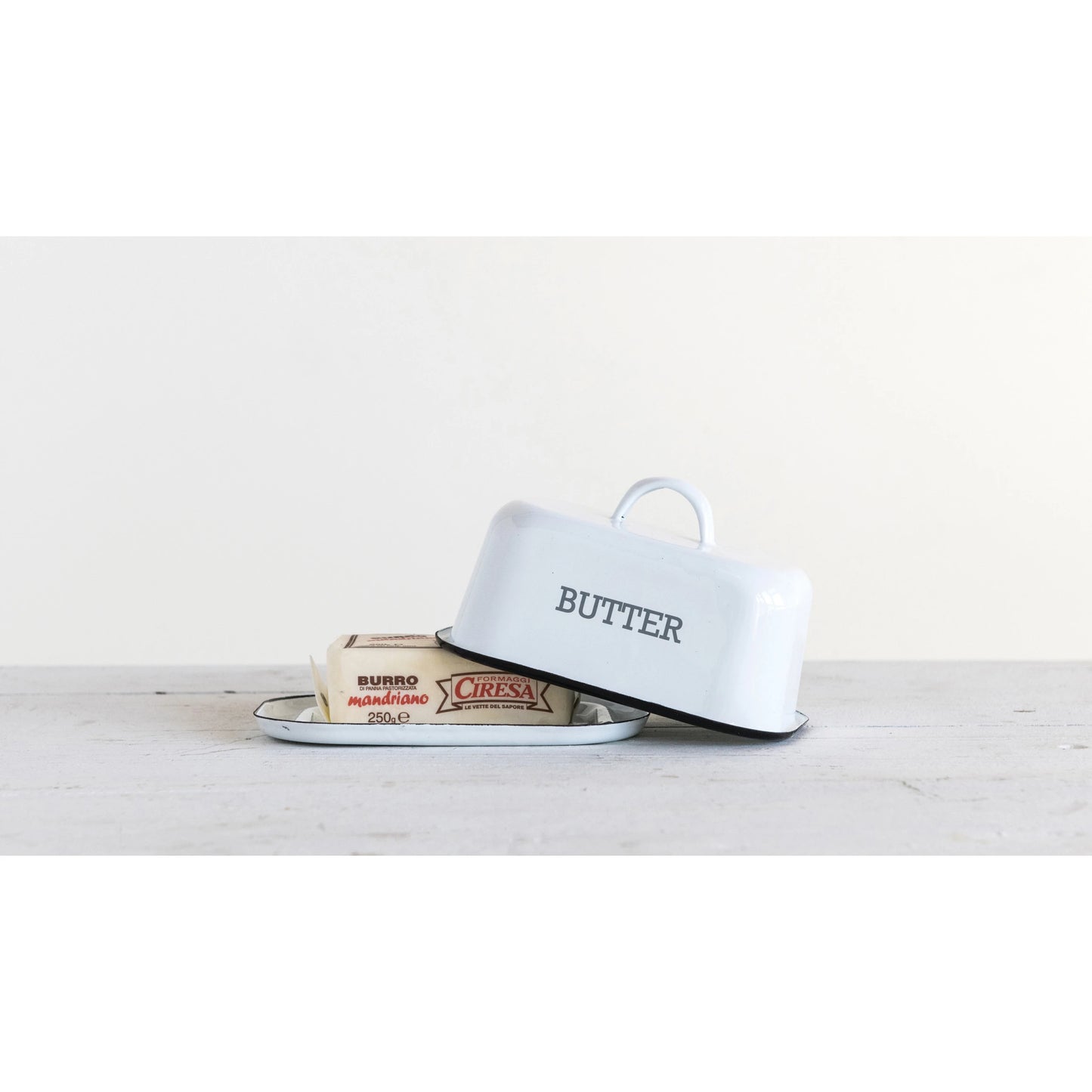 White Enamel Butter Dish