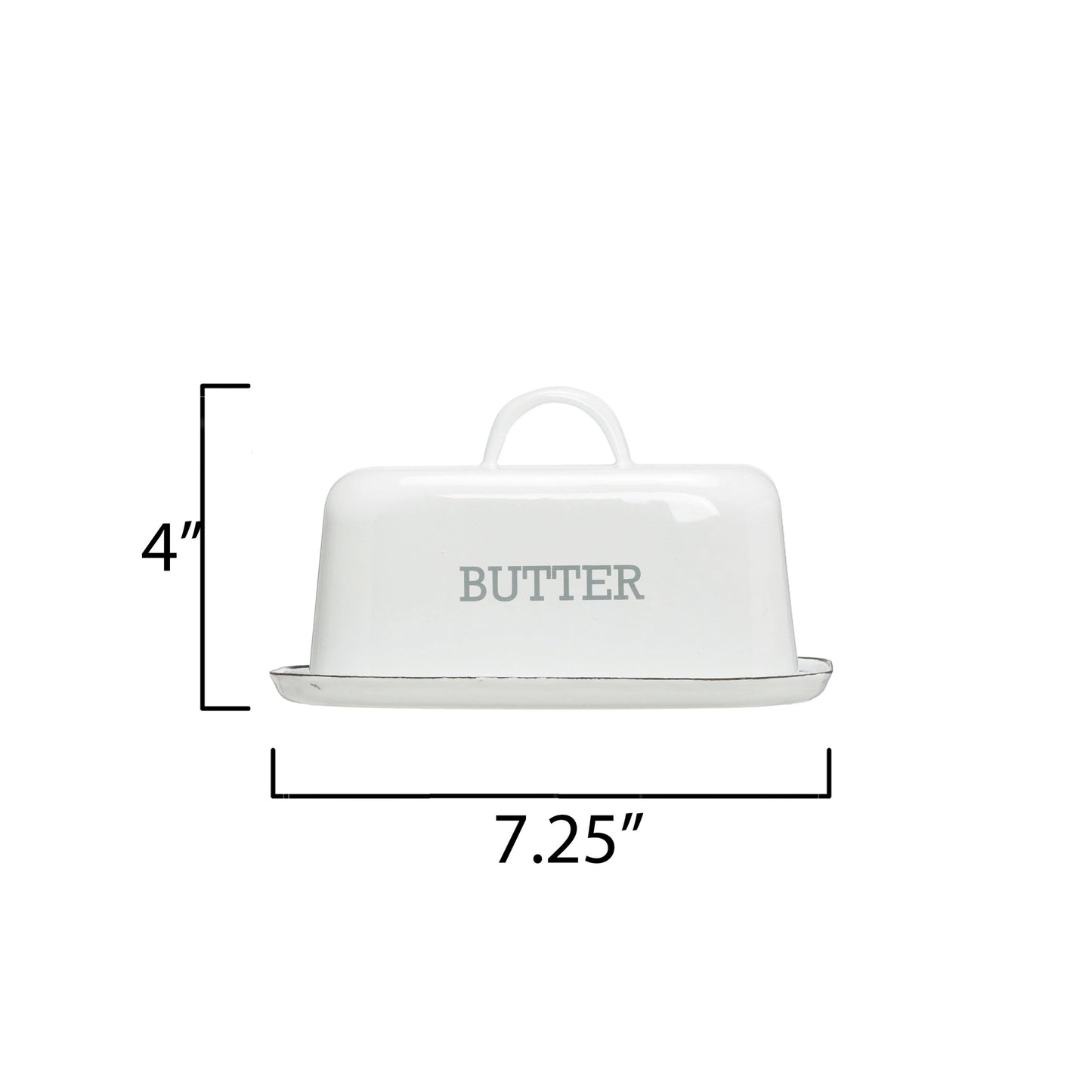 White Enamel Butter Dish