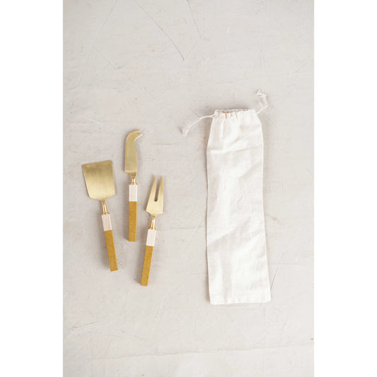 Gold Cheese Knife Set with Bag